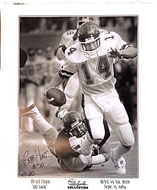 Brad Hunt #70 “QB Sack” One-of-a-kind Signed 20x24 Print, Mat & Frame - Limited Stock