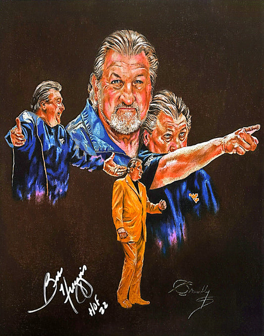 Bob Huggins “Giclee” by Greg Crumbly Signed - 20x24 Print, Mat & Frame - Limited Stock