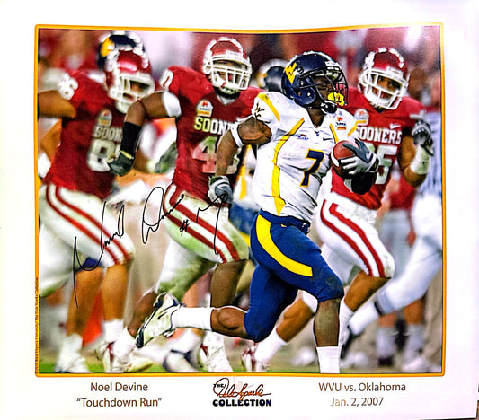 Noel Devine #7 “Touchdown Run” WVU vs. Oklahoma Signed - 24x20 Print, Mat & Frame - Limited Stock